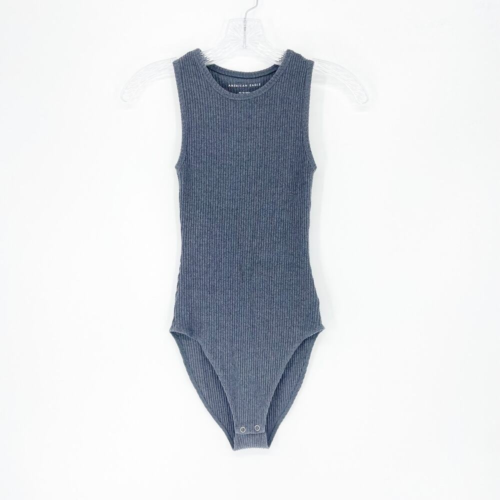 American Eagle Ribbed Gray Bodysuit Size XS